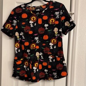 Peanuts Kids Halloween Scrub top - Black and Orange